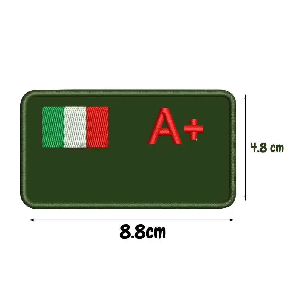 Niestandardowa naszywka taktyczna z imieniem włoch armii spersonalizowana krew A+ B+ O+