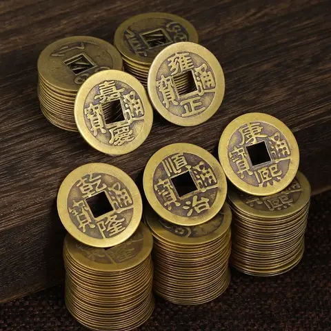 50/100/200Pcs Chinese Feng Shui Coins Antique Bronze Good Luck Ching Coins for Health and Wealth Home Office Car Decoration
