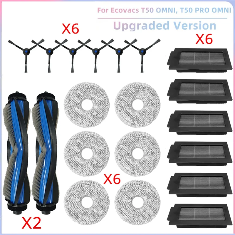 ABZA-فرشاة دوارة أساسية ومجموعة فلتر Hepa لصيانة المكنسة الكهربائية ECOVACS T50 PRO OMNI / T50 OMNI