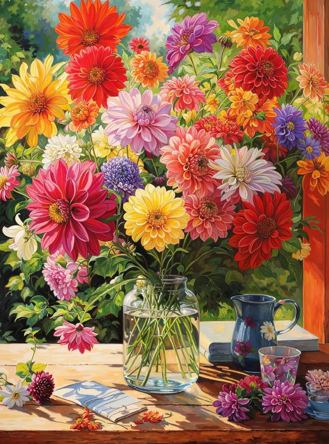 

Flowers Daisies in Bloom 500/1000/1200/2000 PCS Jigsaw Puzzles Family Activity Games for Gameroom Bedroom Gifts Home Decor