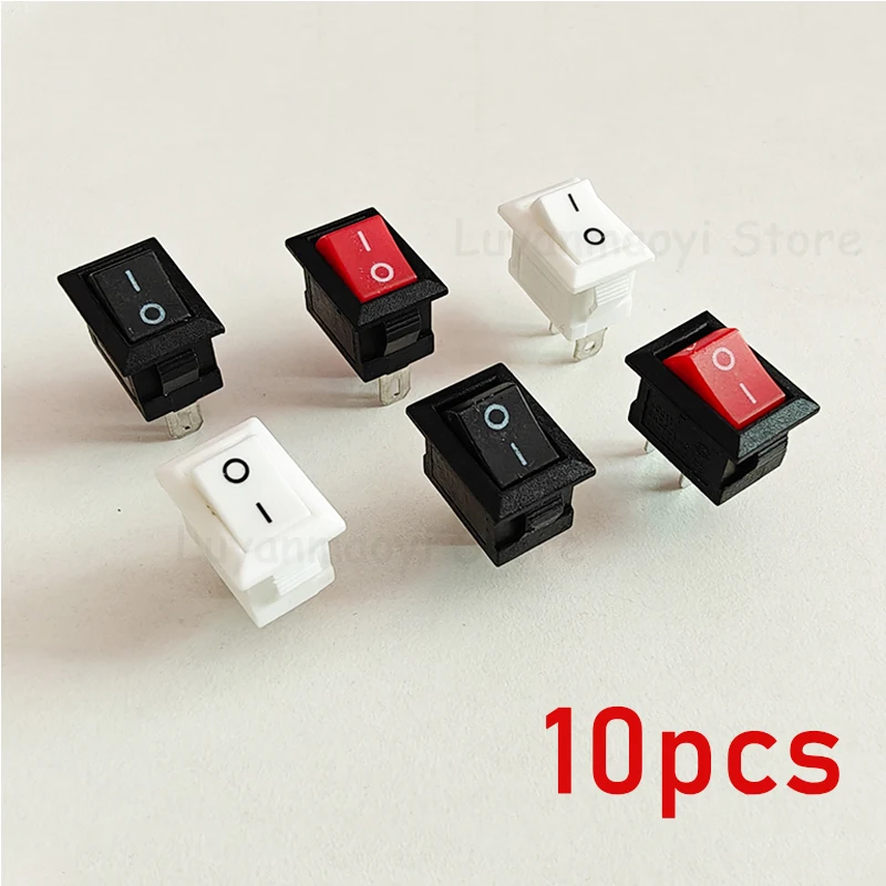 10 szt. Przełącznik przyciskowy SPST 2Pin 3A 250V KCD11 Zatrzaskowy włącznik/wyłącznik kołyskowy 10x15mm