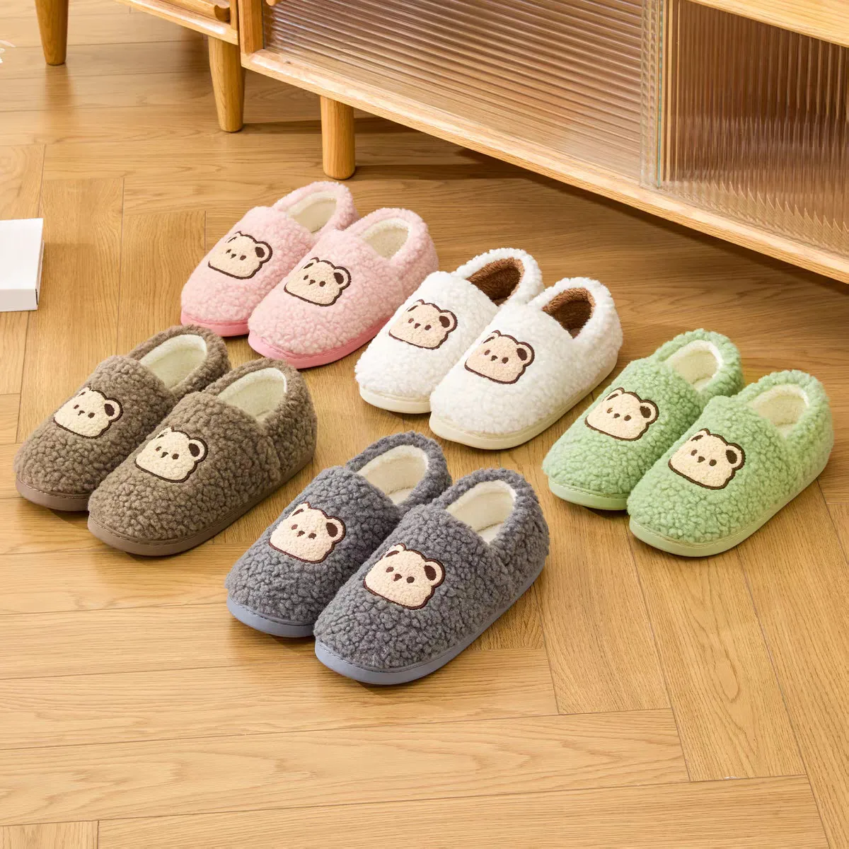 الشتاء النساء النعال الأزواج لطيف الكرتون الشرائح الدافئة الرجال المنزل فروي الطابق أحذية داخلي سميكة وحيد الشقق غرفة نوم رقيق النعال #6