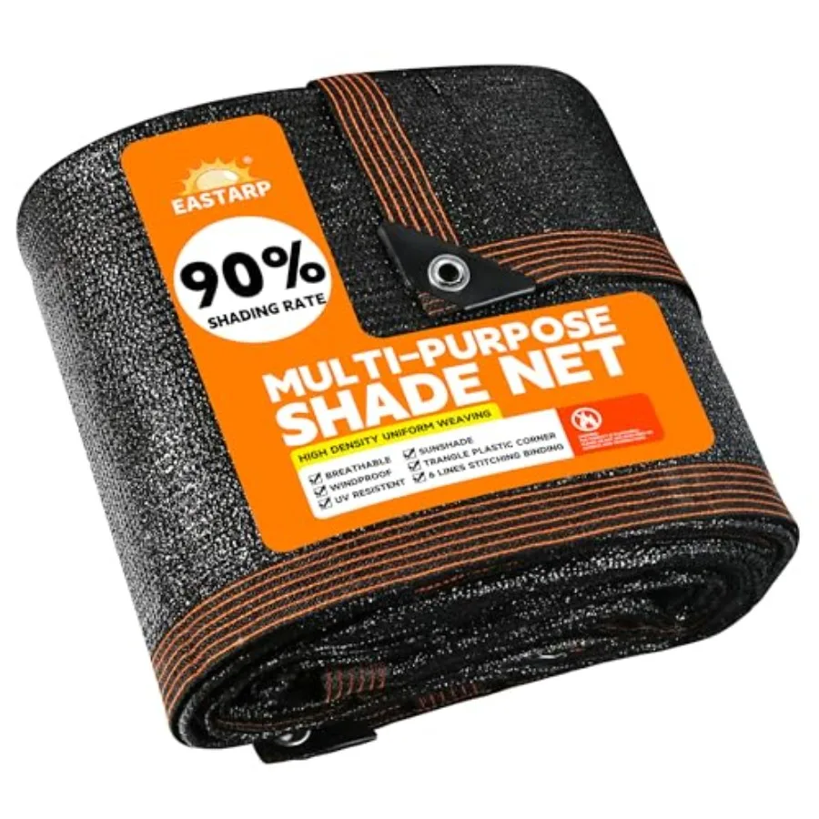 

90 Shading Rate 8'x10' Black Shade ClothUV Resistant Durable Mesh Tarp with GrommetsReinforced Edges Shade Net Using for Plants