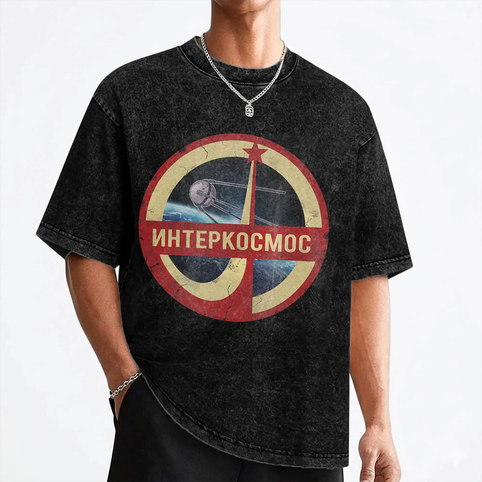 Sputnik Interkosmos Russian Book Tabs CCCP T Shirts Washed 100% Cotton Harajuku T-Shirts  Vintage Men Women Streetwear Tees
