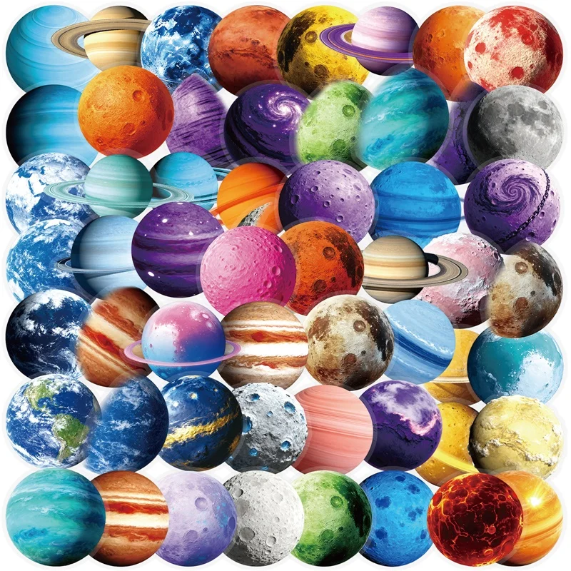 

56PCS Kawaii Space Planet PET Sticker Aesthetic Decoration Scrapbooking Stationery DIY Hand Accounting Supplies for Kids