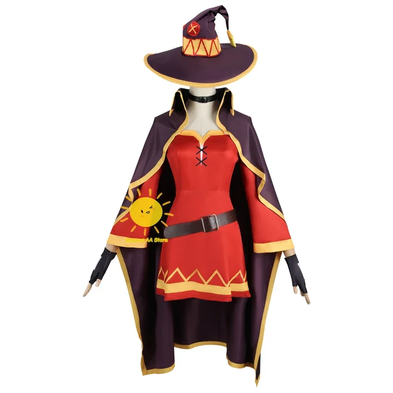 Anime Megumin Cosplay Costumes Halloween Party Cos Women Girl Sorceress Dress Cloak Megumin Cos Wig Carnival Party Cos Costumes