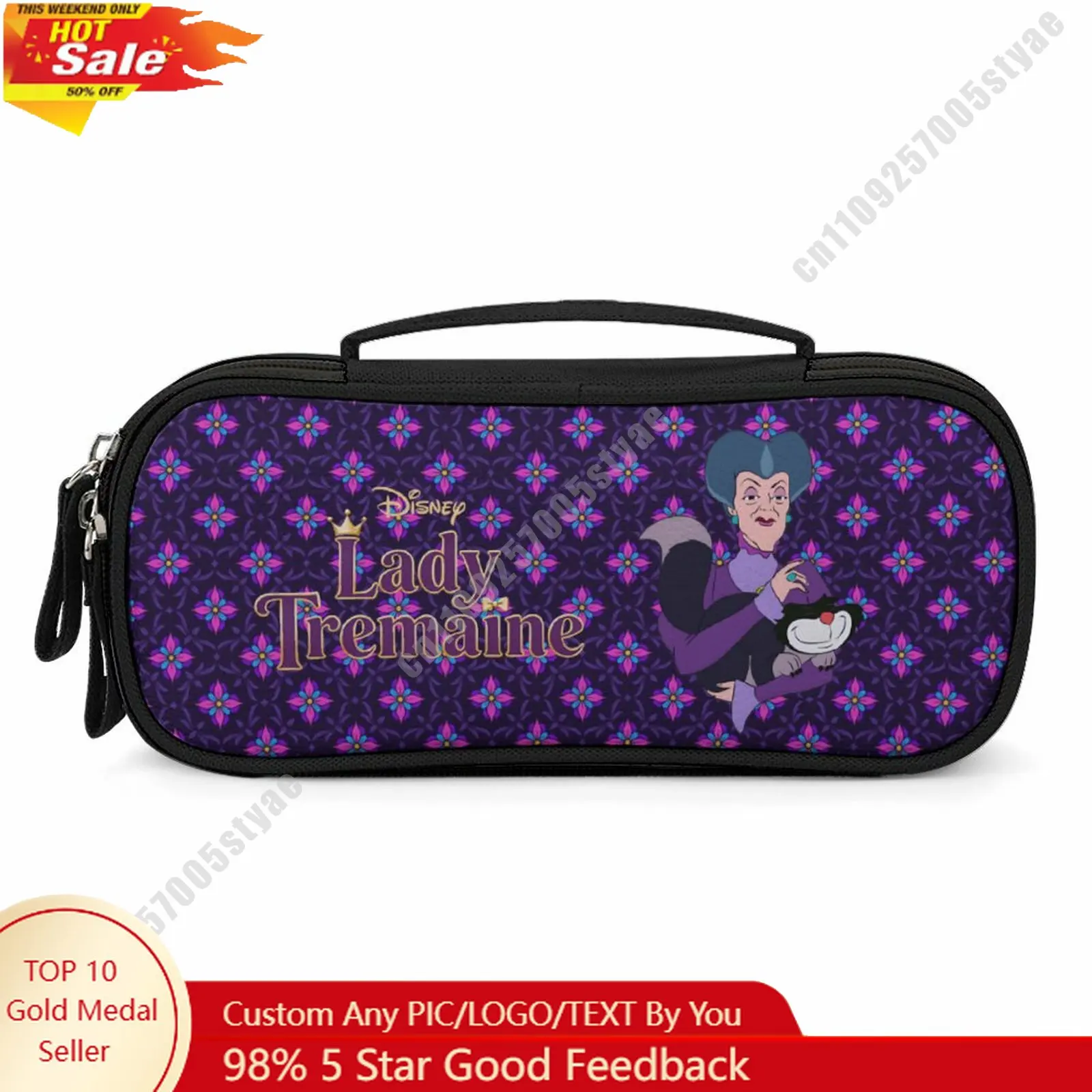 

Lady Tremaine Pencil Case Disney Cartoon Character Customized Design Personalized Creation Holiday Gift Cosmetic Bag Cosplay