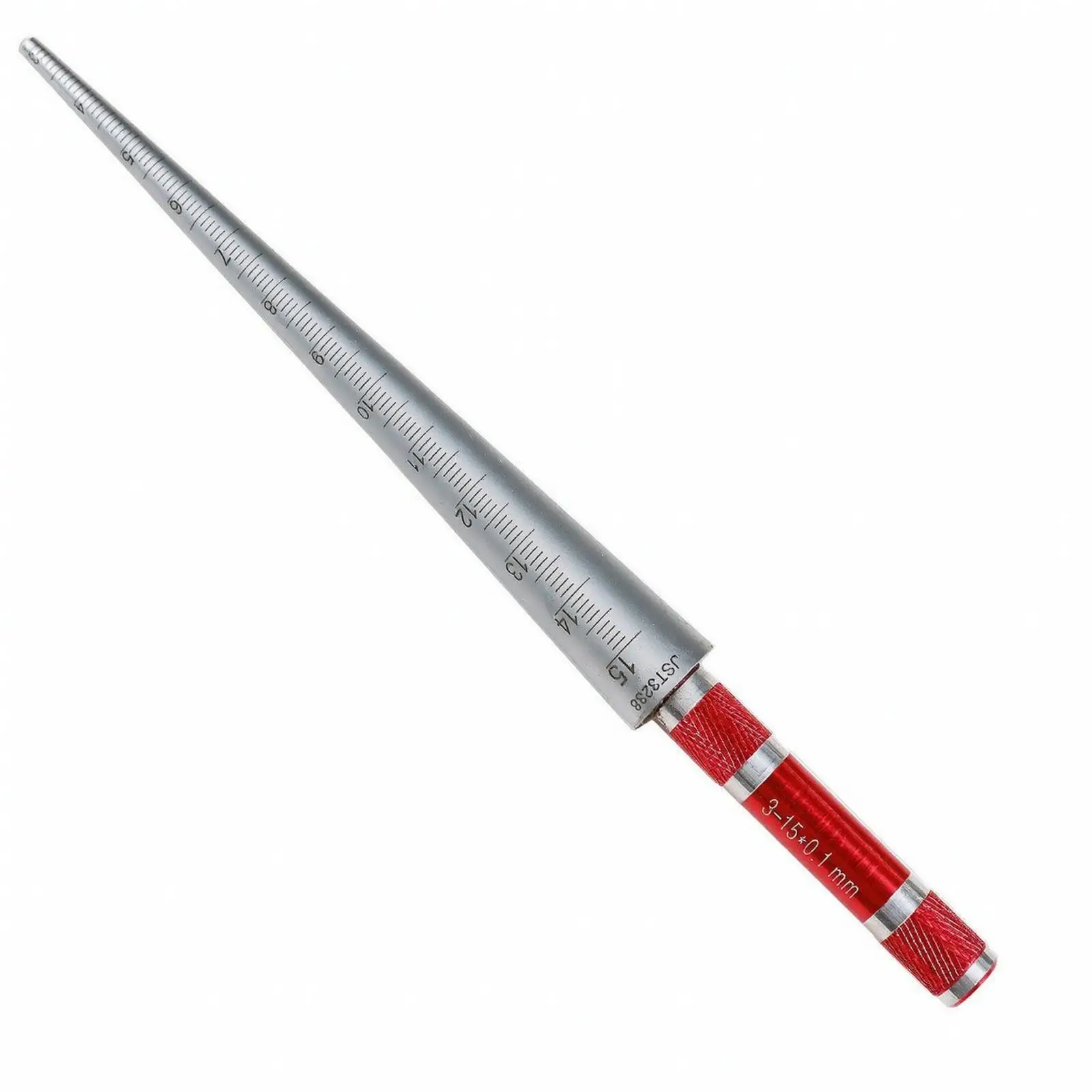 Stainless Steel Hole Gauge for Diameter Check Tapered Cylindrical Probe Marked in 0.1mm Red Grip for Workshop Use