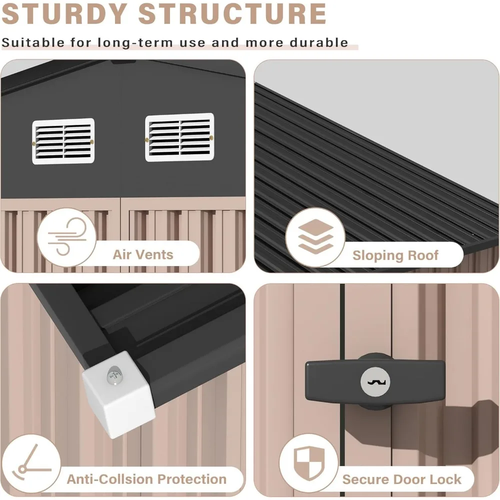 Gudang Penyimpanan Logam Luar Ruangan: Kit Gudang Perkakas 10x12 FT yang Dapat Dikunci untuk Penggunaan Halaman dan Kebun