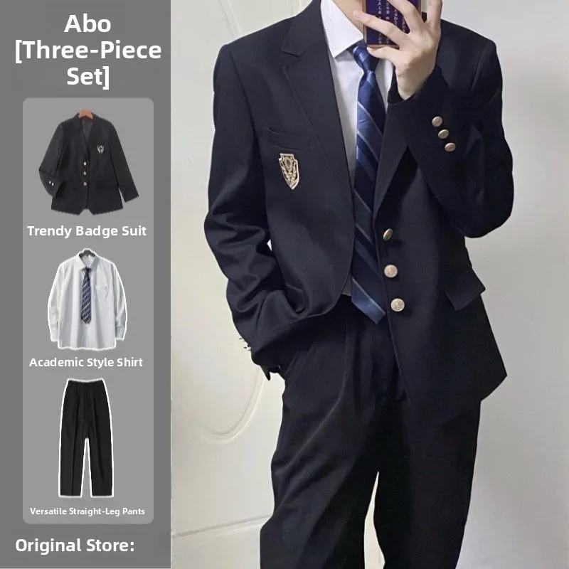 

Bla Formal Suit Jaet Men's JK Fem Universi Students orm Set West Pants Double-Cut Slit Autumn Special Wide