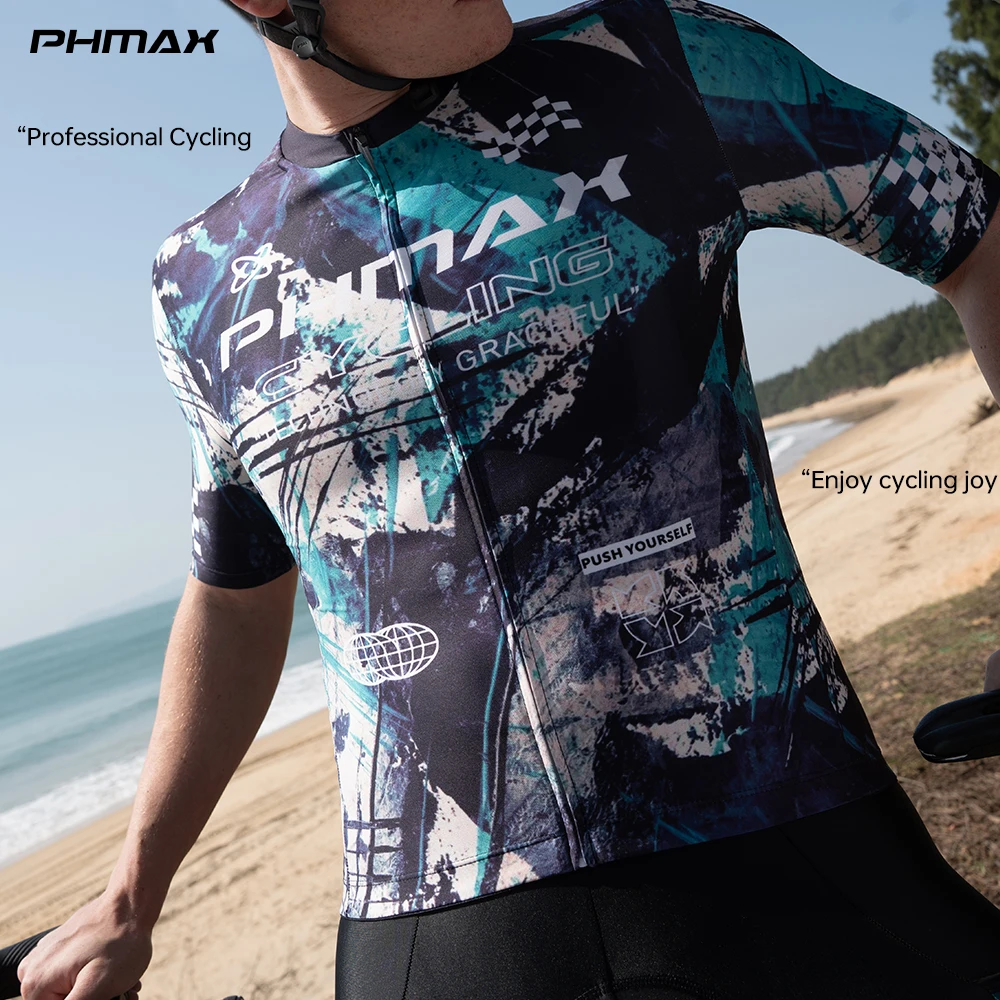 

PHMAX Men's Cycling Jersey Summer Breathable Short Sleeve Anti-UV SPF50+ MTB Road Bike Quick Dry Bicycle Cycling Shirt Male Top