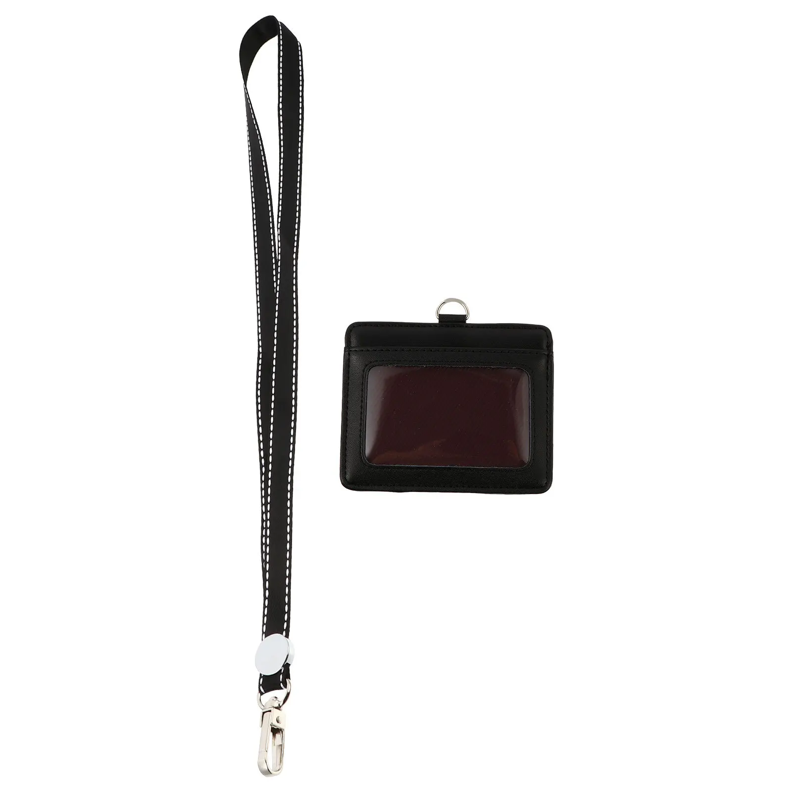 

1pc Id Holder Badge Holder Zinc Alloy Anti-Rust Hanging Buckle Design Two-Slot Storage For Bus Cards Employee Id