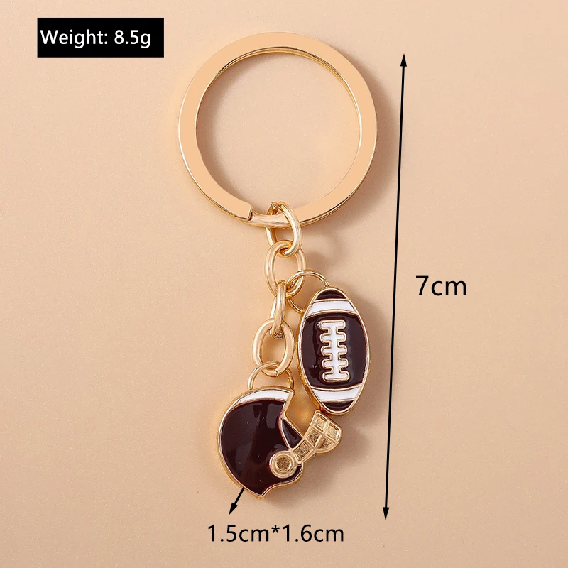 Aihua Nette Emaille American Football Sport Schlüsselbund Rugby Ball Helm Anhänger Schlüssel Ring Für Frauen Männer Tasche Zubehör DIY Schmuck – Detail 13