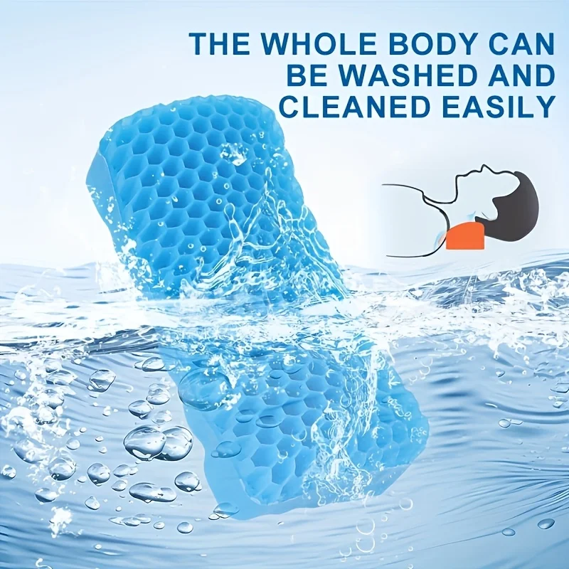 Cool Breathable Neck Pillow Honeycomb Mesh Gel Cooling Cervical Support Pillow Foldable Portable Neck Pillow