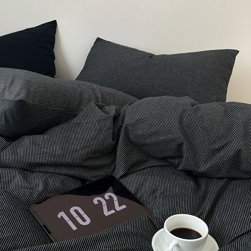 

Комплект постельного белья из чистого хлопка класса А для общежития: мягкие хлопковые простыни, пододеяльник, черный комплект для студенческого общежития