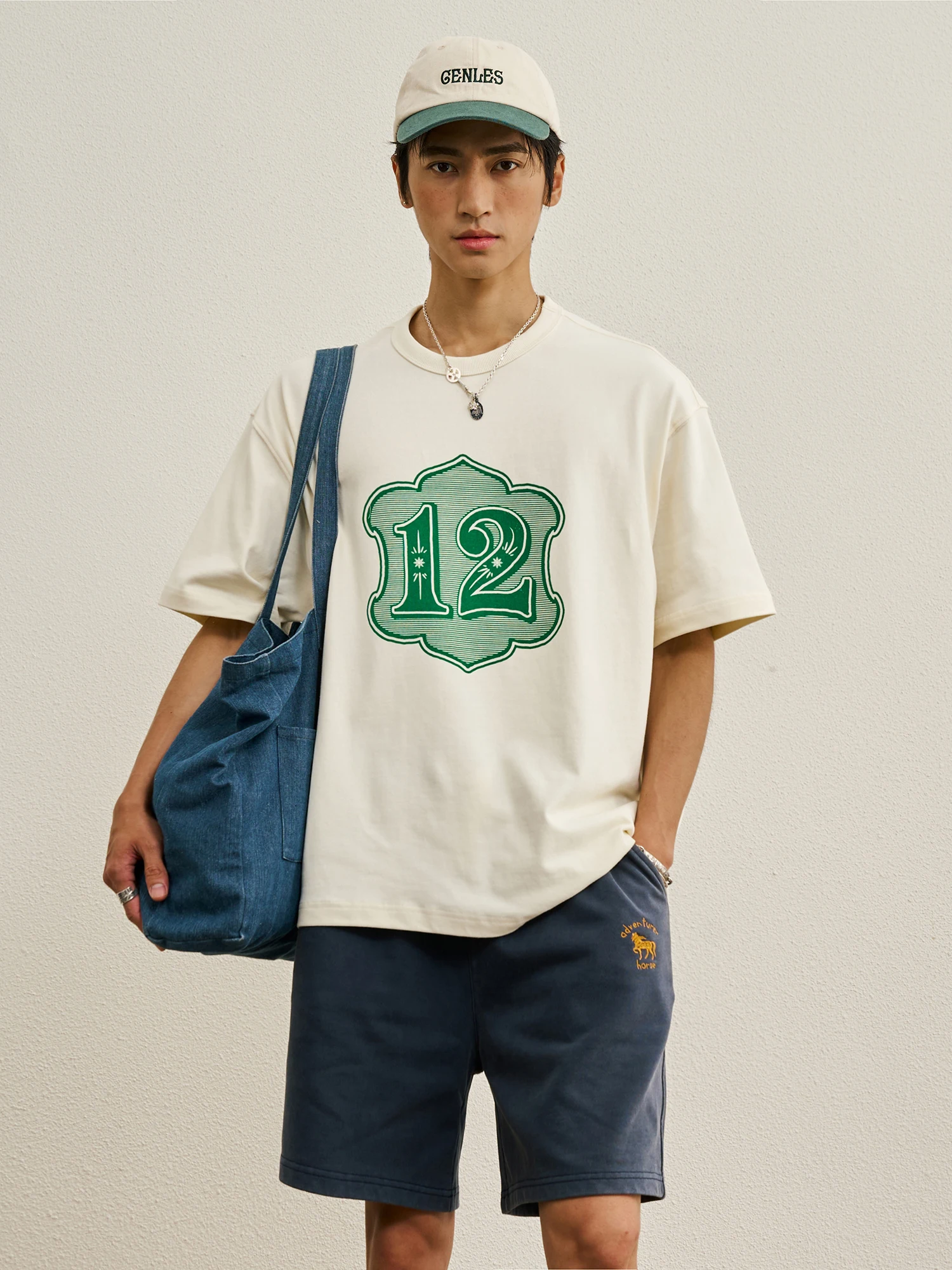 CENLES SS26 Digital Badge Retro American Print Short Sleeve Loose Casual T-Shirt Cotton 100% Comfortable Breathable Unisex