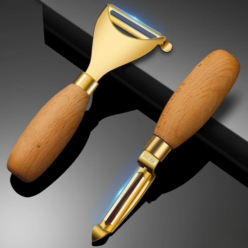 Cuchillo de pelar con mango de madera maciza de acero inoxidable 316, cuchillo de pelar fruta y patata engrosado para el hogar, peladores de melón, utensilios de cocina
