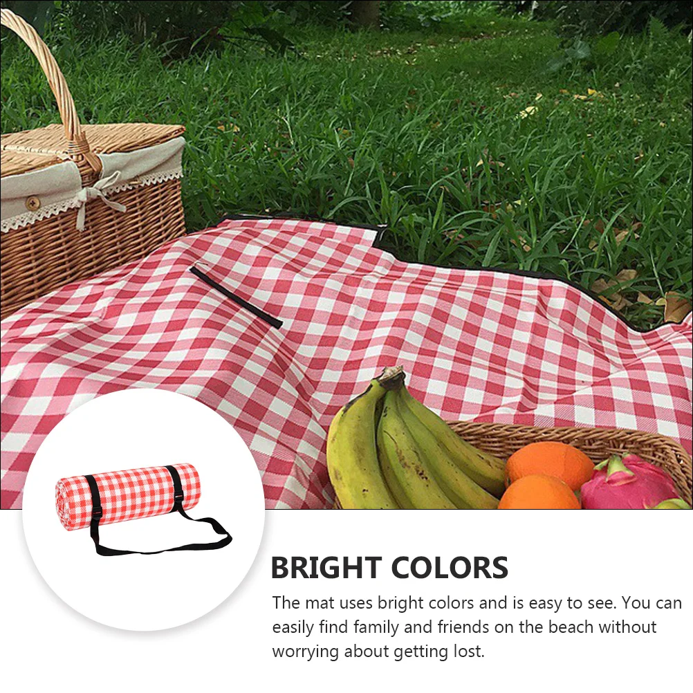 

Extra Large Red White Plaid Picnic Mat Thick Outdoor Beach Blanket Durable Waterproof Camping Pad Cushion Family Trip Sports