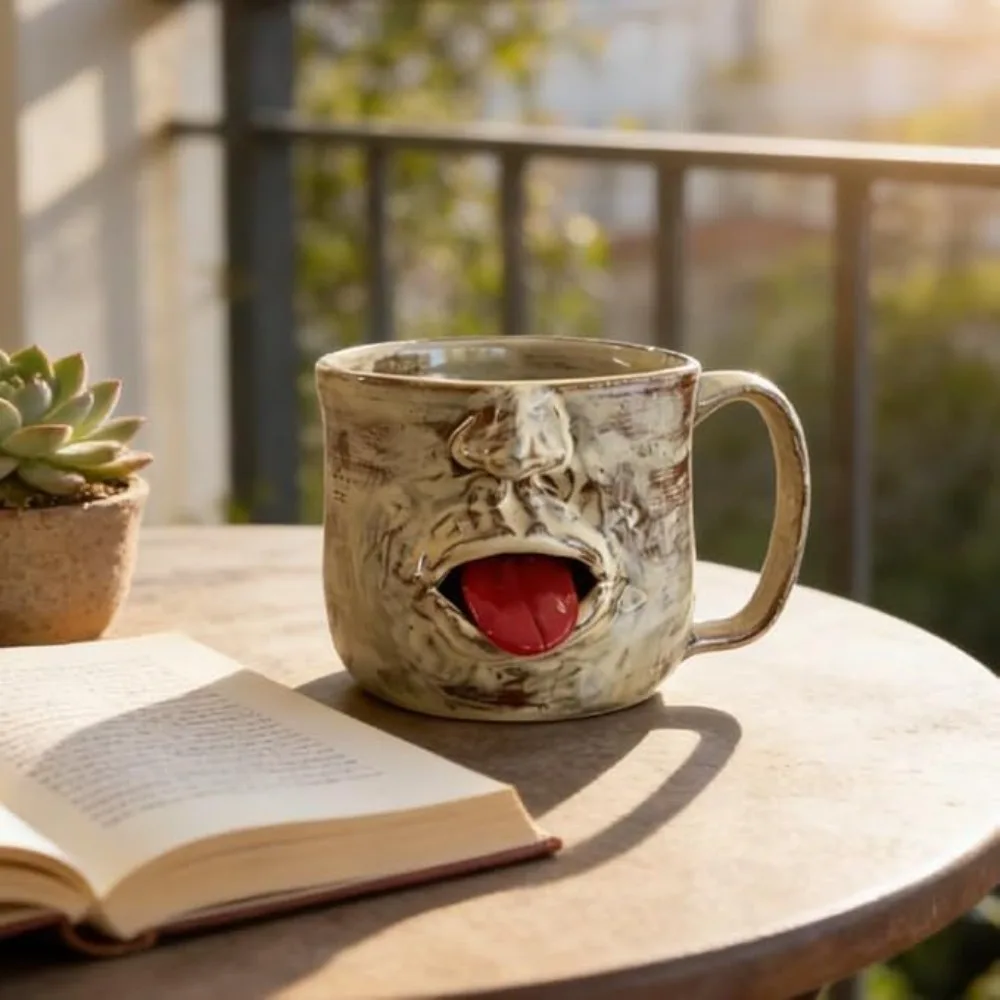 Cross-border best-selling Shaking The Tongue Classic Cup, a fun ceramic cup with a movable tongue