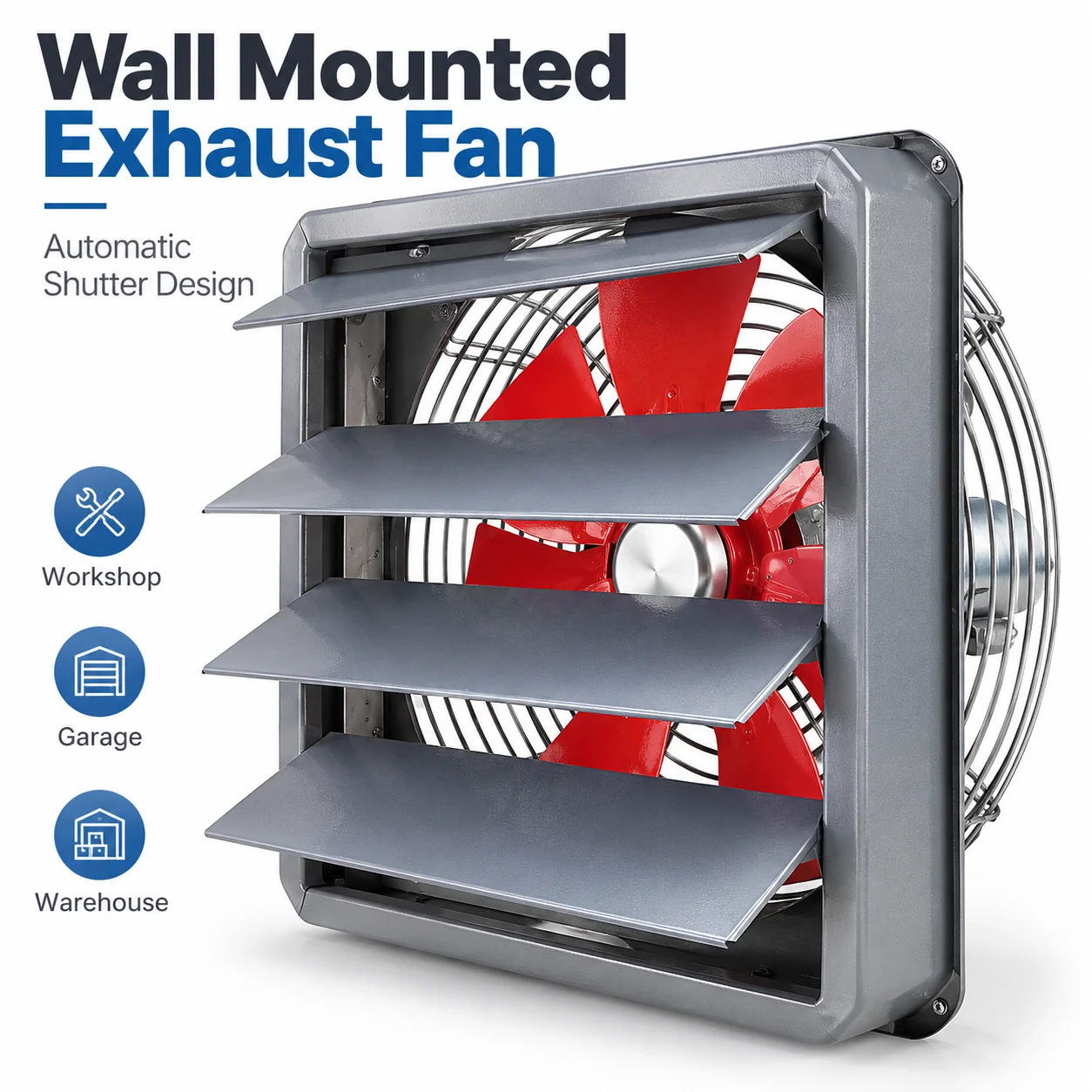 AOLIVIYA 12 14 16 Inch Wall Mounted Exhaust Fan Industrial Ventilation Fan Extractor Fan With Shutter Or Guard For Garage