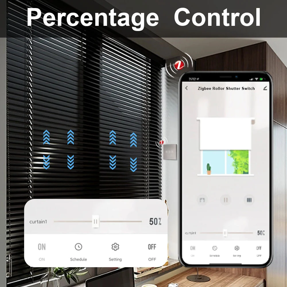 TAWOIA ZigBee Shutter Switch Smart Wall Touch Switch Intelligent Roller Switches Tuya Smart Life APP Google Alexa Voice Control