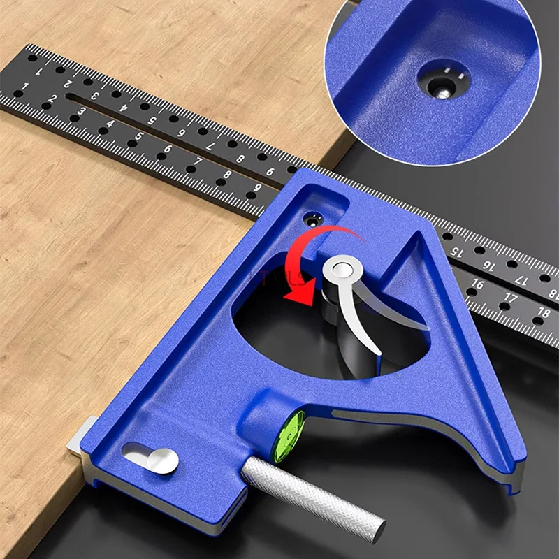 30CM Precision Marking Right Angle Ruler 45/90 Degree Hole Angle Ruler Industrial Marking Gauge Draw Circle Square Woodworking