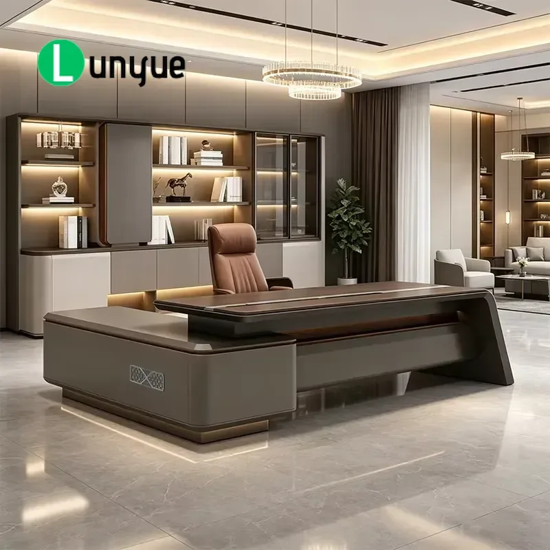 Executive Office Desk for CEO Manager Boss Deluxe Large Computer Workstation Table Modern Business Furniture Home Office