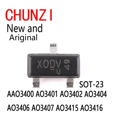50pcs New and Original SOT-23 AO3400 AO3401 AO3402 AO3404 AO3406 AO3407 AO3415 AO3416