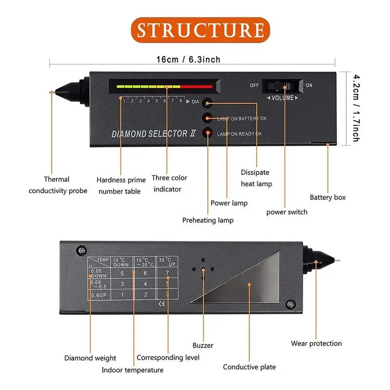 Diamond Gems Tester Pen strumento di selezione di pietre preziose portatile indicatore LED strumento di prova di gioielli affidabile accurato