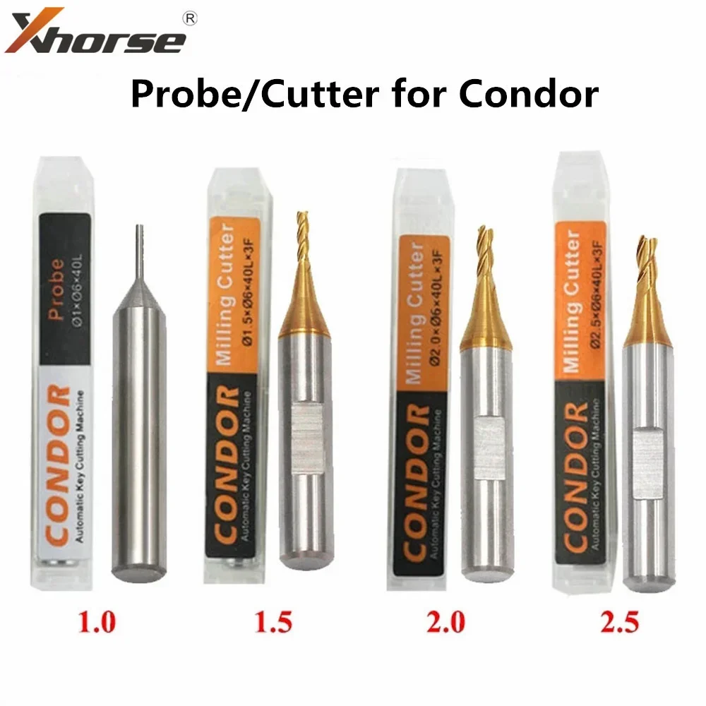 1.0mm 1.5mm 2.0mm 2.5mm Milling Cutter Probe for Xhorse CONDOR XC MINI Plus Dolphin XP-005 XP-007 XC002 Key Cutting Machine