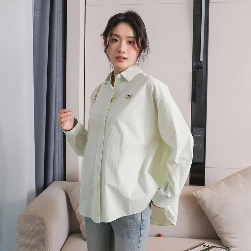 

2024 New Arrival Maternity Blouses Oversize Loose Shirts Clothes for Pregnant Women Pregnancy OL Business Tops
