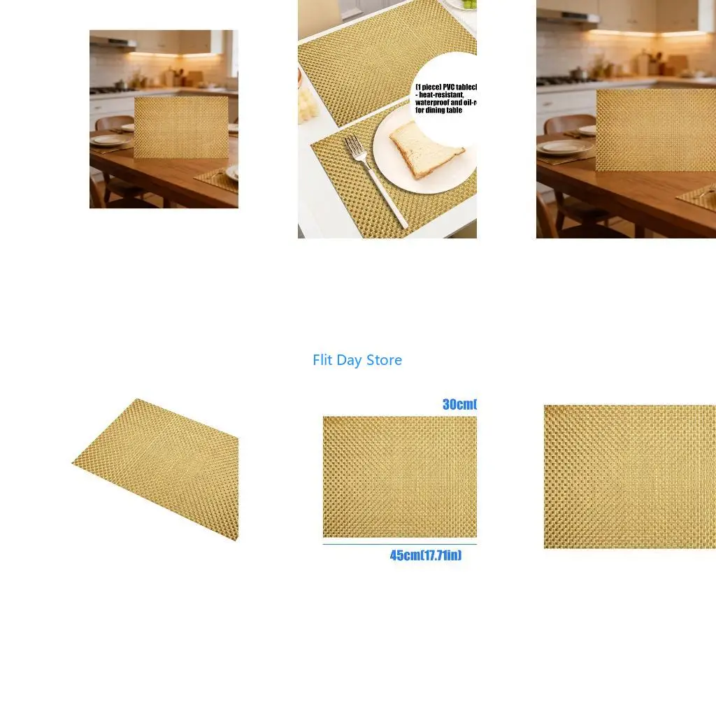 F92C Strong PVC Table Mats Heatproof Spill Proof Easy to Clean Pad for Kitchen Dining