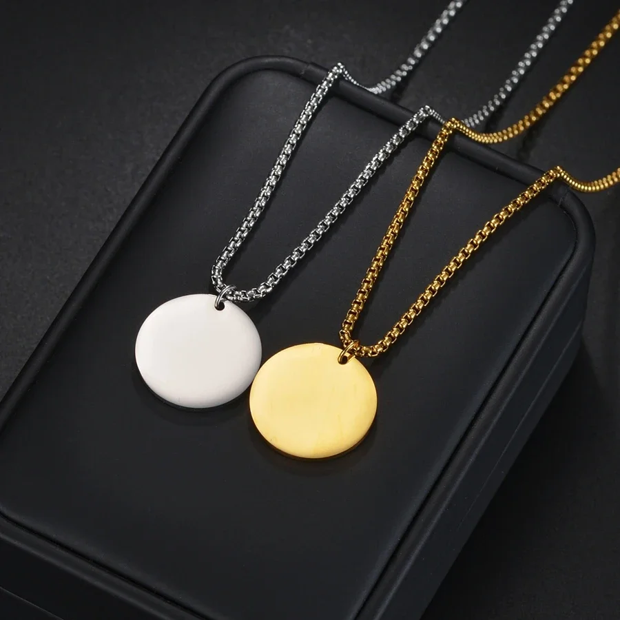 Nes Stainless steel blank pendant necklace can be DIY carved with blessings for women and men. Pendant jewelry gift direct sales