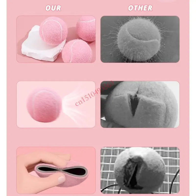 

448C Beginner Training Playing Girl Pink Balls Excesice Tennis Ball Trainiing Balls