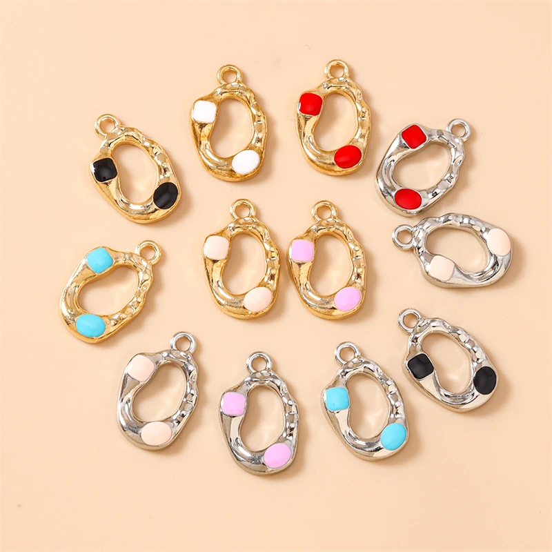 20 Stück 12x19mm Niedliche Emaille-Legierung Hohle Ovale Anhänger für die Herstellung von Halsketten, Ohrringen, Armbändern, DIY-Bastelarbeiten und Schmuckzubehör – Detail 4