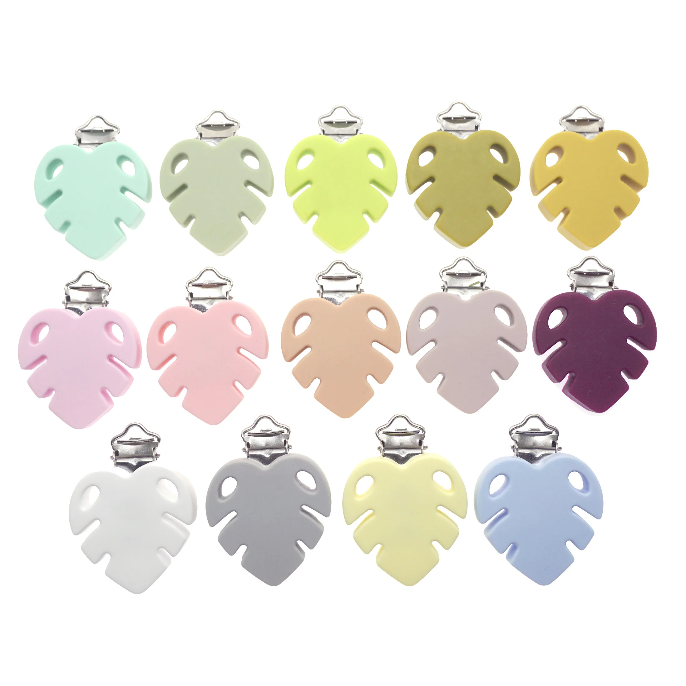 10Pcs Colorful Leaf Silicone Pacifier Clips BPA Free Nursing Soother Dummy Holder Chain Accessory for Baby Teething Toys