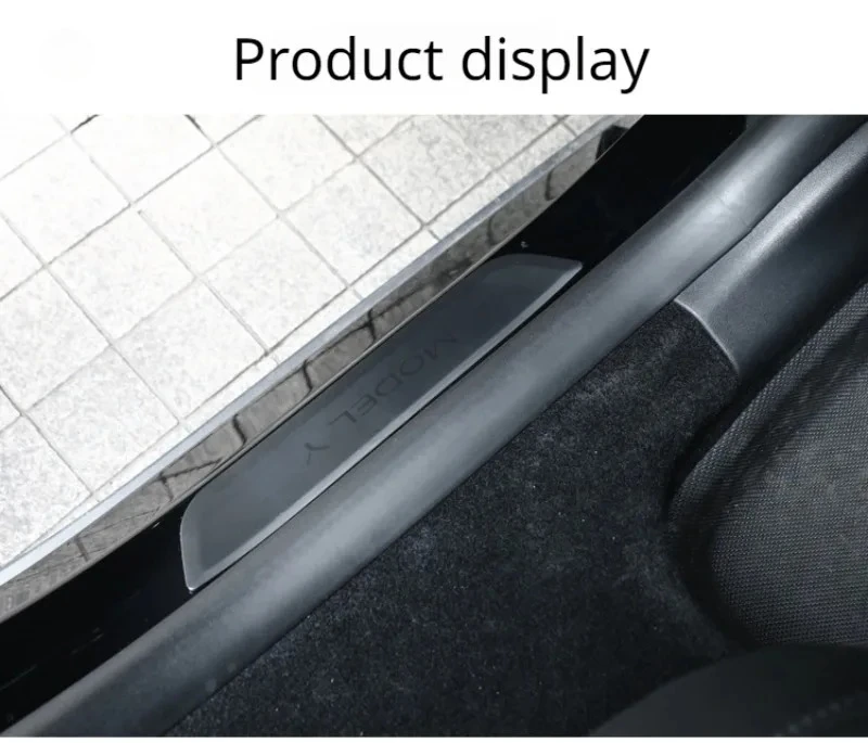 Für Tesla Model 3 Y Juniper Heckklappen-Einstiegsleisten-Dekorationsfolie ABS Willkommens-Pedal-Aufkleber Schutzstreifen Auto-Zubehör – Detail 5