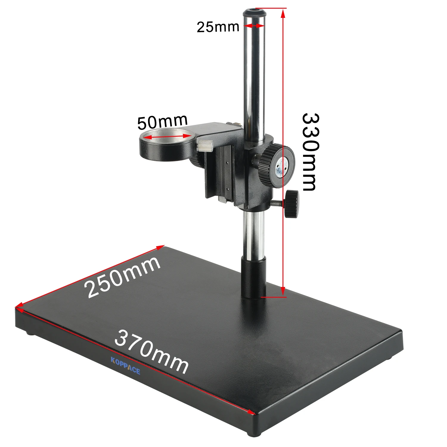 KOPPACE Large Platform Microscope Stand Column Diameter 25mm Lens Size 50mm Including Focus Bracket Base Plate Size 370X250mm