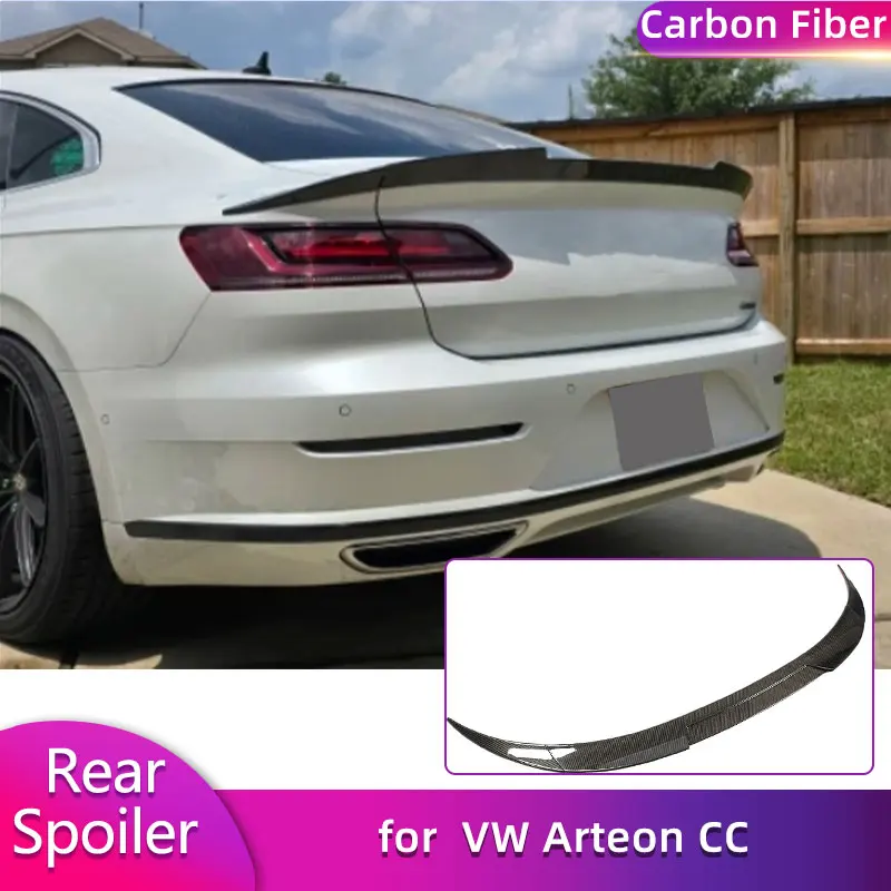

Задний спойлер багажника из углеродного волокна, крылья для Volkswagen VW Arteon CC Hatchback 2019-2023, гоночный задний спойлер, крыло багажника, губа