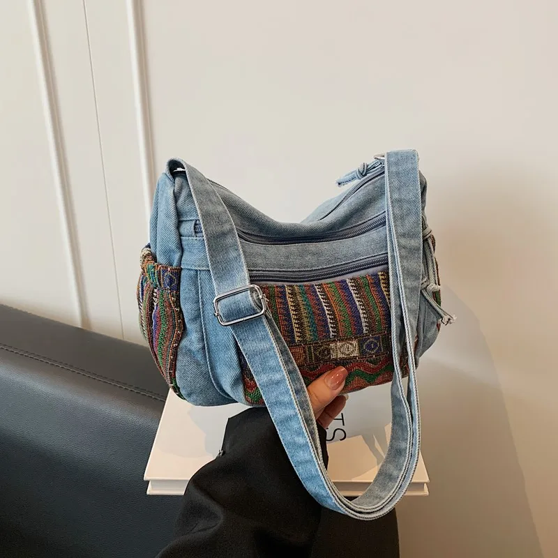 

Simple Casual Versatile Denim Shoulder Bags Large Capacity Commute Hot Trendy Youth Crossbody Bags for Women 2025 New