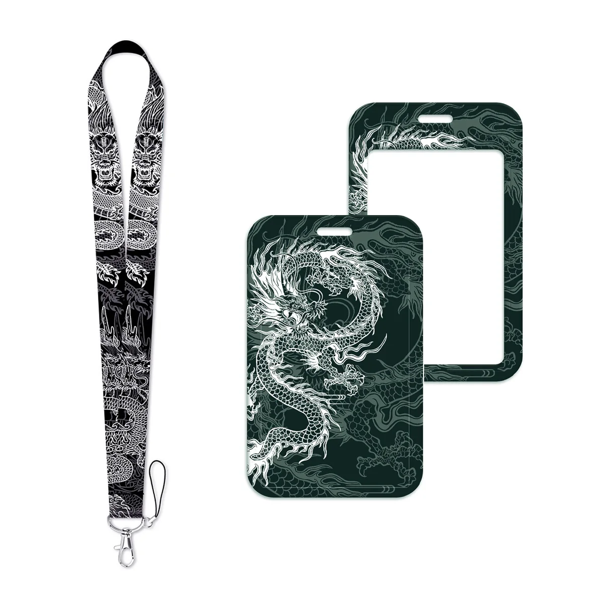 Dark Dragon Lanyard Neck Strap Keychain Cool Animals ID Card Cover Badge Holder Mobile Phone Hang Rope Keyring Accessories Gifts