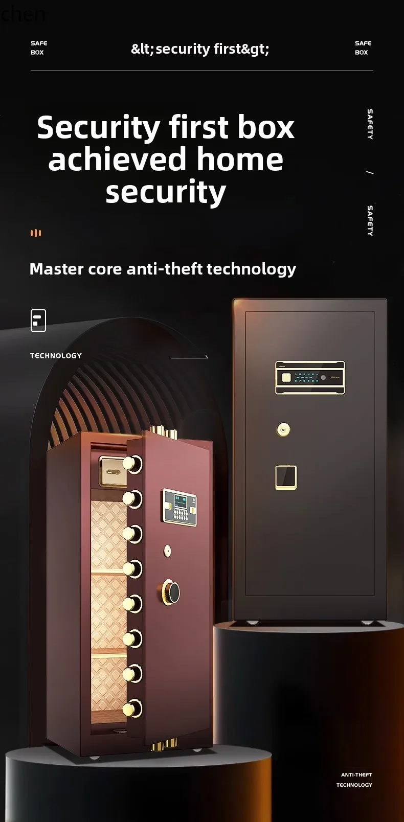 Home Password Fingerprint Anti-Theft Safe Office Safe Box for Household Use