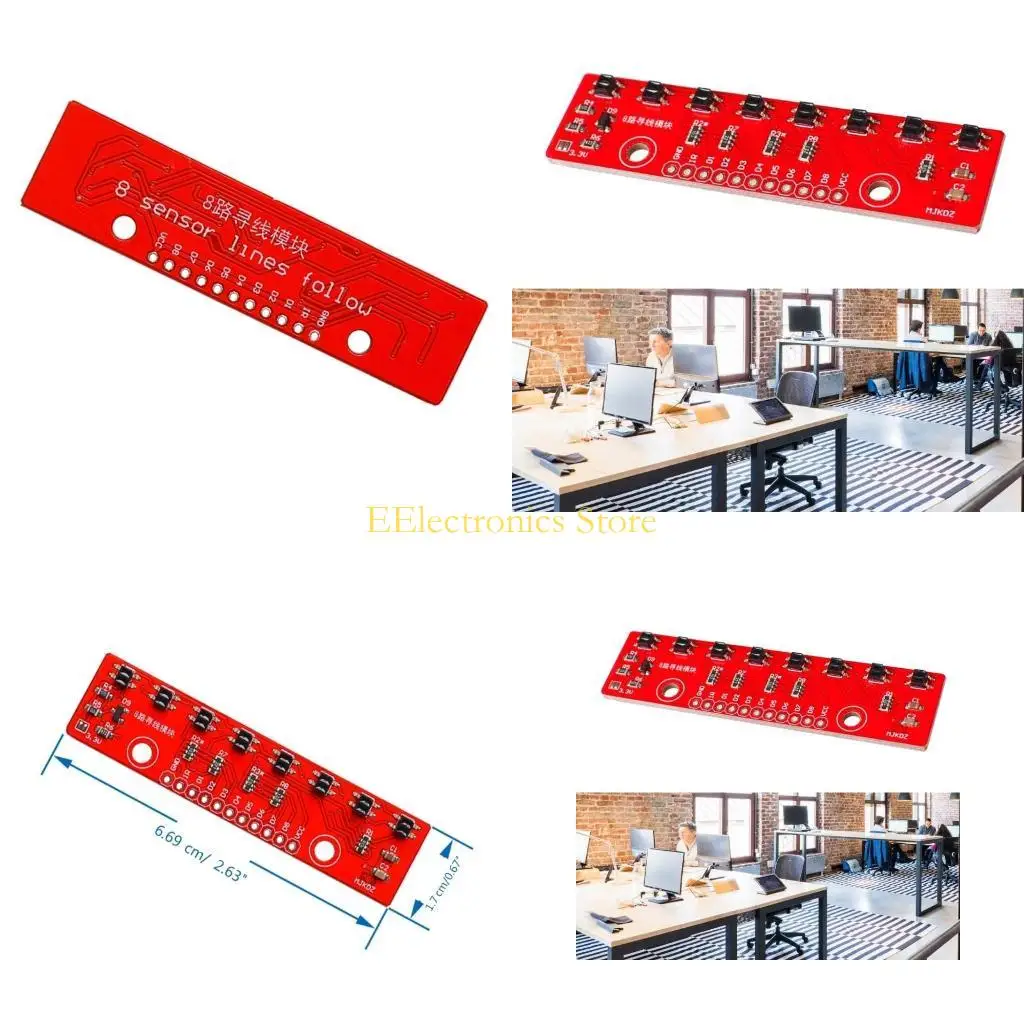 

B03C 8 Channel IR Infrared Tracking Sensor Module Barrier Line Track Sensor Module Detection Board DIY for Arduino Smart Car