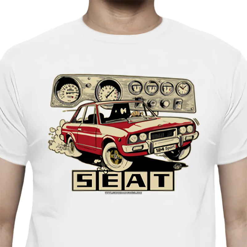 Venta Caliente Clásico España Coche S E A T 124 Sport Coupe Camiseta. Nuevo Camiseta 100% De Algodón De Manga