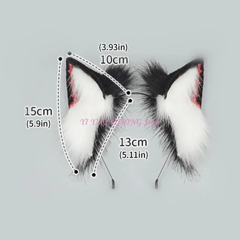 N5KF Plush Dark Series Animal Ear Hair Band Punk Theme Hairhoop For Music Festival Anime Event Costume Accessoires Headswear