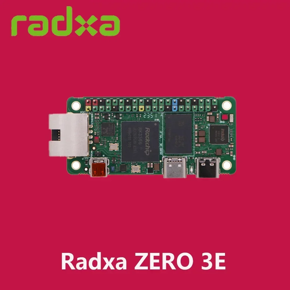 Radxa ZERO 3E RK3566 Board Quad-Core Arm® Cortex™-A55 Tiny SBC With Gigabit Ethernet 1080P@60fps via Micro HDMI