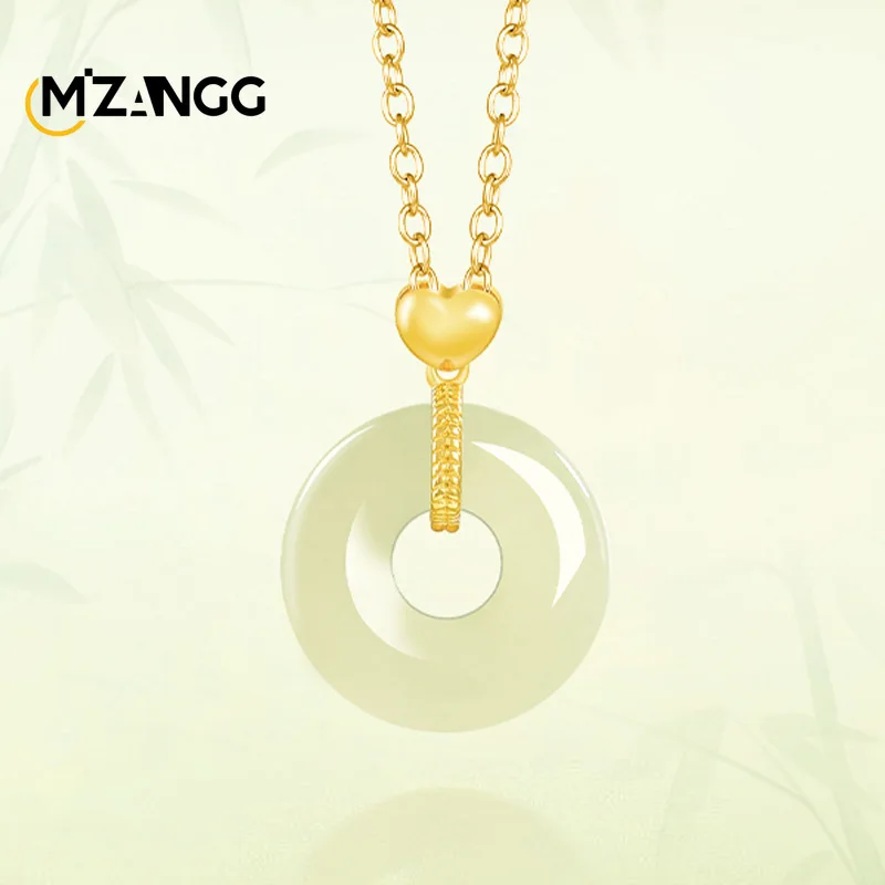 

Кольцо-подвеска из натурального нефрита Хэтянь с зеленым нефритом и стерлингового серебра S925, изысканное минималистское нефритовое ожерелье, женский подарок