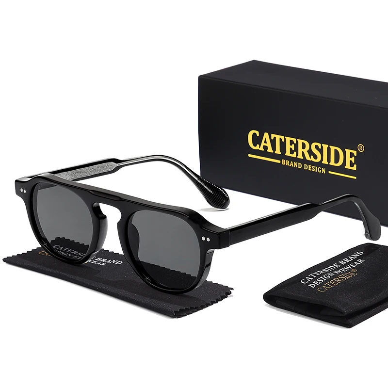 CATERSIDE Vintage Runde Sonnenbrille für Herren, Punk-Stil mit Einsatzbügeln, Sonnenbrille für Damen, Reisen, Party, Shopping, modische Brillen – Detail 6