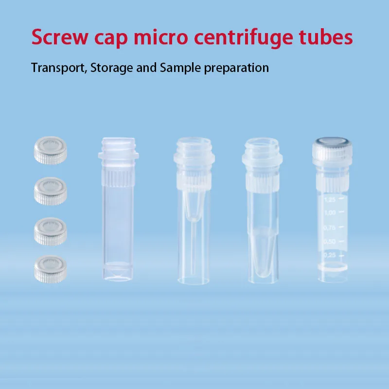 Screw Cap Micro Tubes with Screw Cap 0.5/1.5/2ml Volumes PP Material Skirted Conical Base Knurled Transparent Lab Use Sarstedt