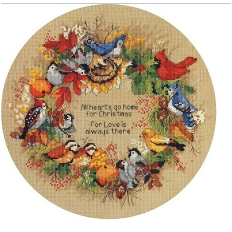 2955Home Fun Cross Stitch Kit Package Greeting Needlework Counted Kits New Style Joy Sunday Kits Embroidery Needle Minder DIY